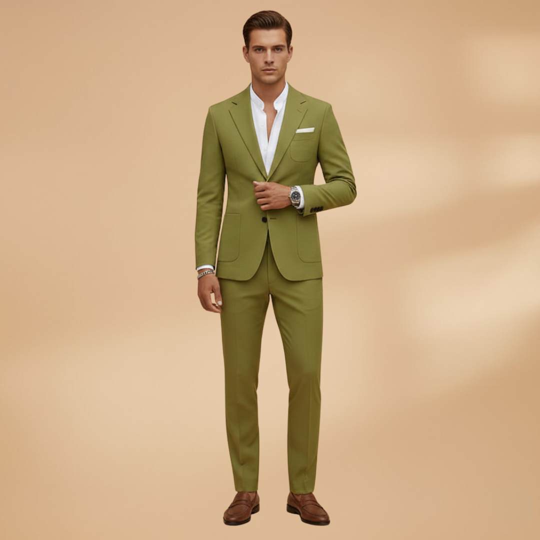 Men’s Two-Piece Suit Set with Blazer and Trousers