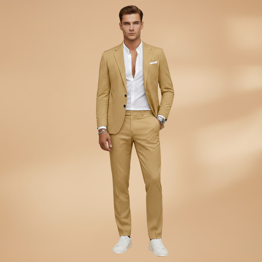 Men’s Two-Piece Suit Set with Blazer and Trousers