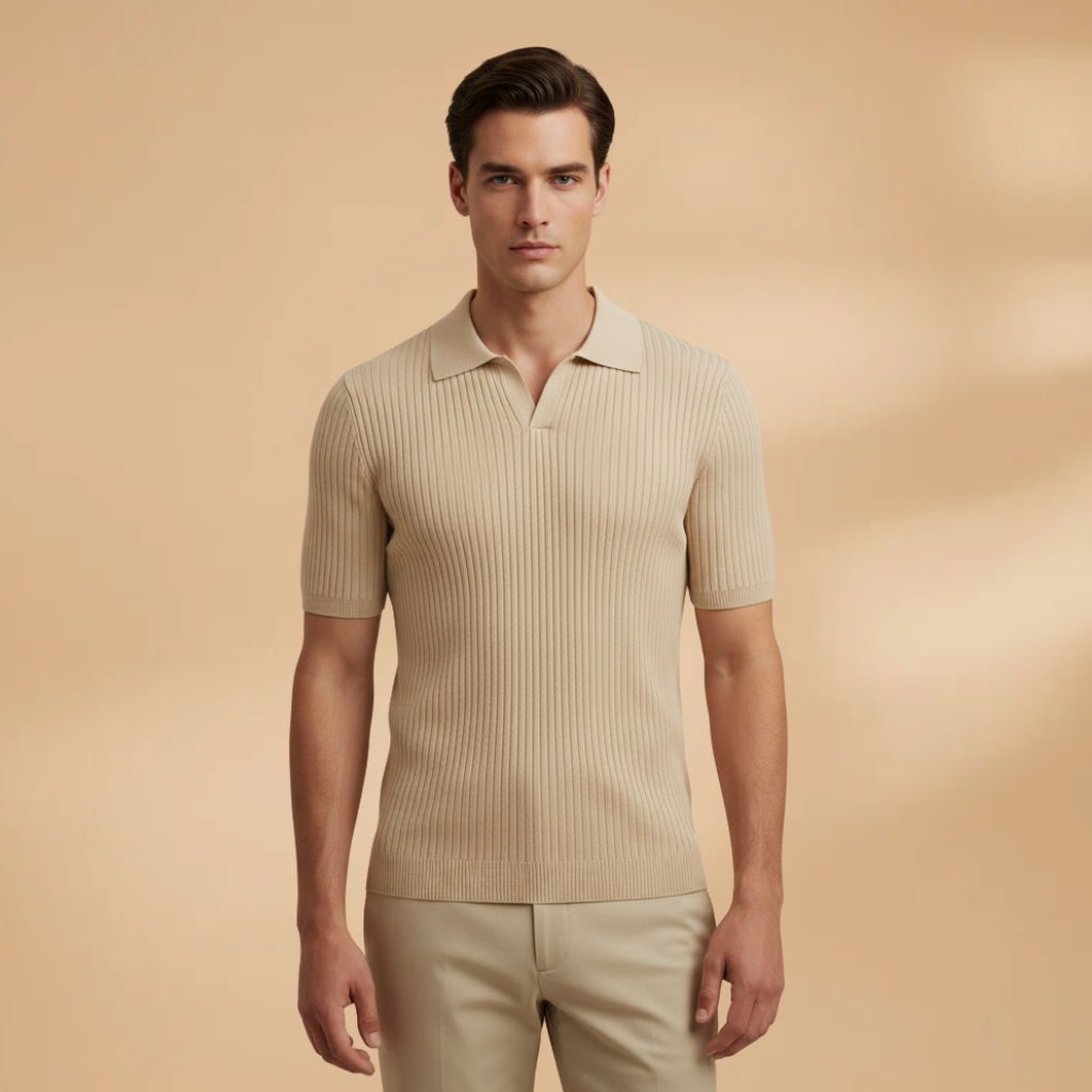 Men's Waffle Polo Shirt with Comfortable Fit
