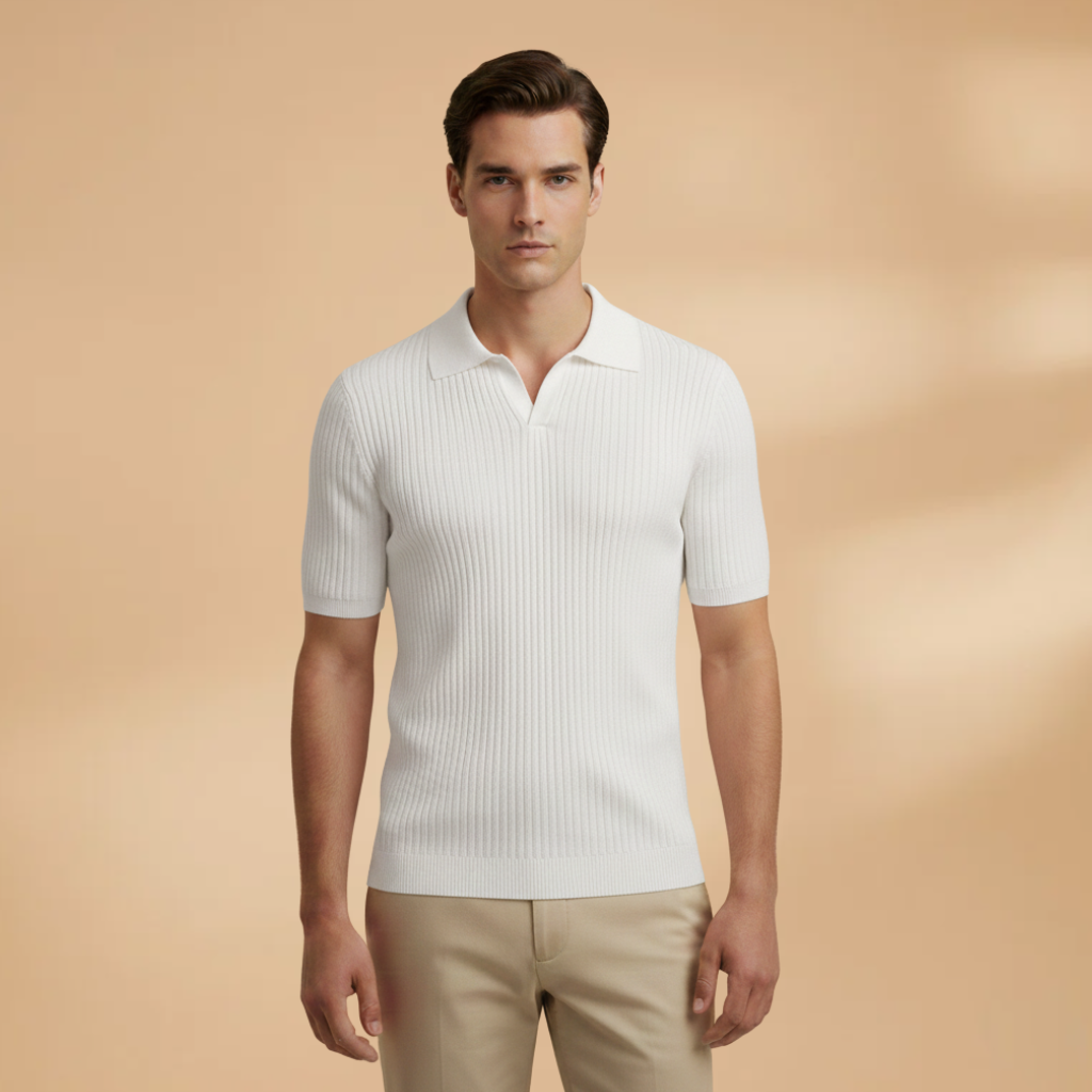 Men's Waffle Polo Shirt with Comfortable Fit