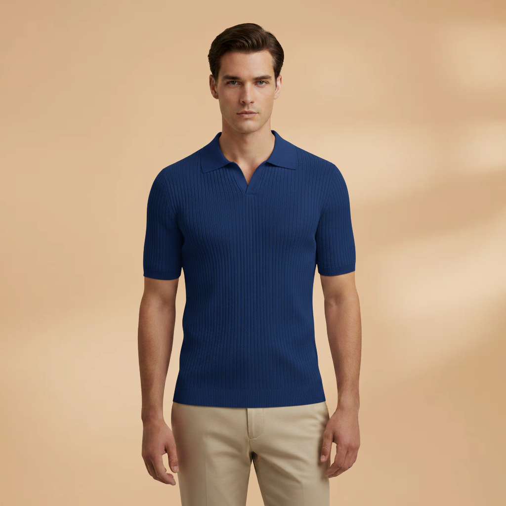 Men's Waffle Polo Shirt with Comfortable Fit