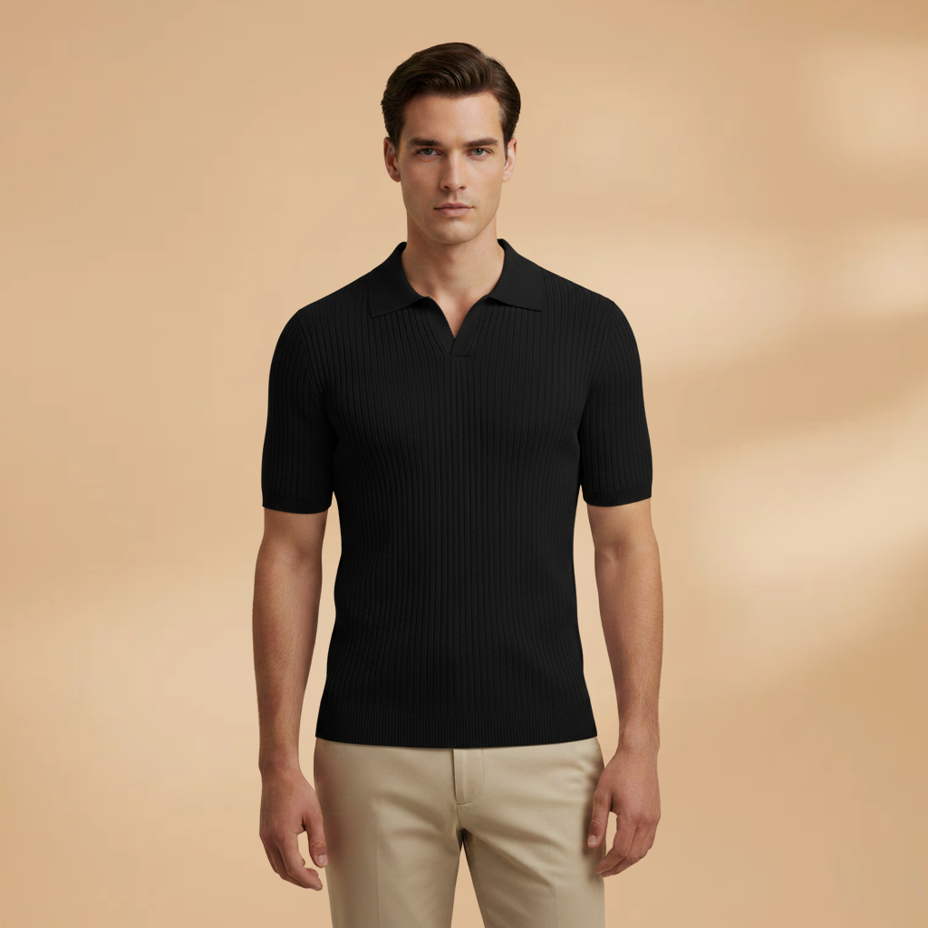 Men's Waffle Polo Shirt with Comfortable Fit