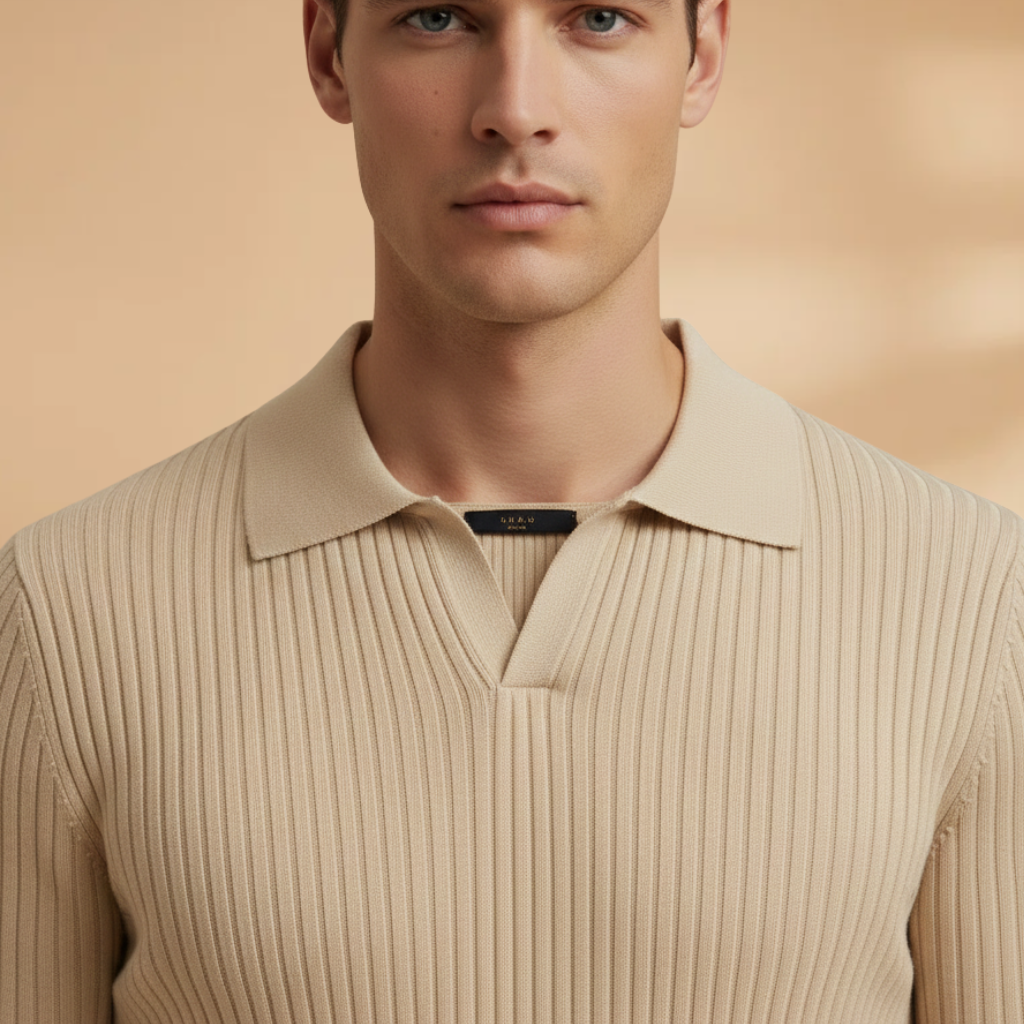 Men's Waffle Polo Shirt with Comfortable Fit