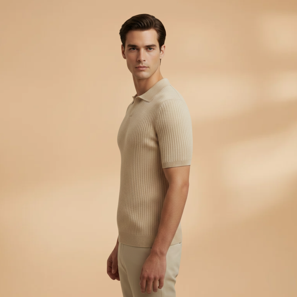 Men's Waffle Polo Shirt with Comfortable Fit