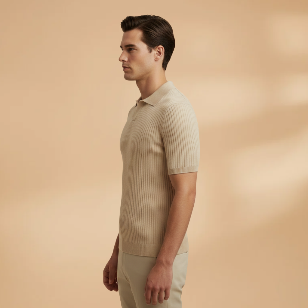 Men's Waffle Polo Shirt with Comfortable Fit