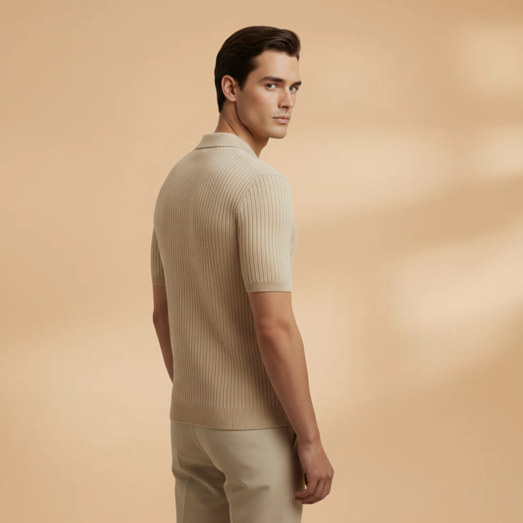 Men's Waffle Polo Shirt with Comfortable Fit