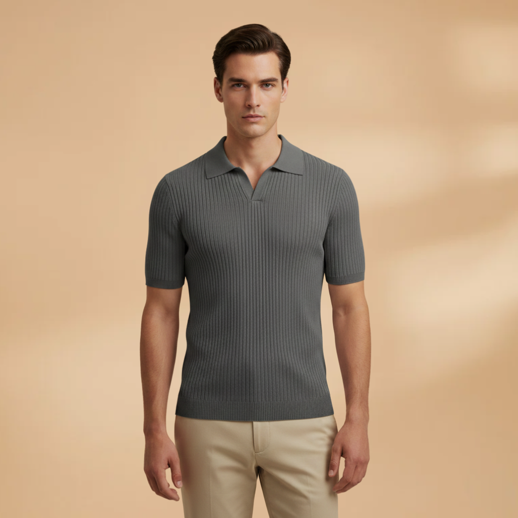 Men's Waffle Polo Shirt with Comfortable Fit