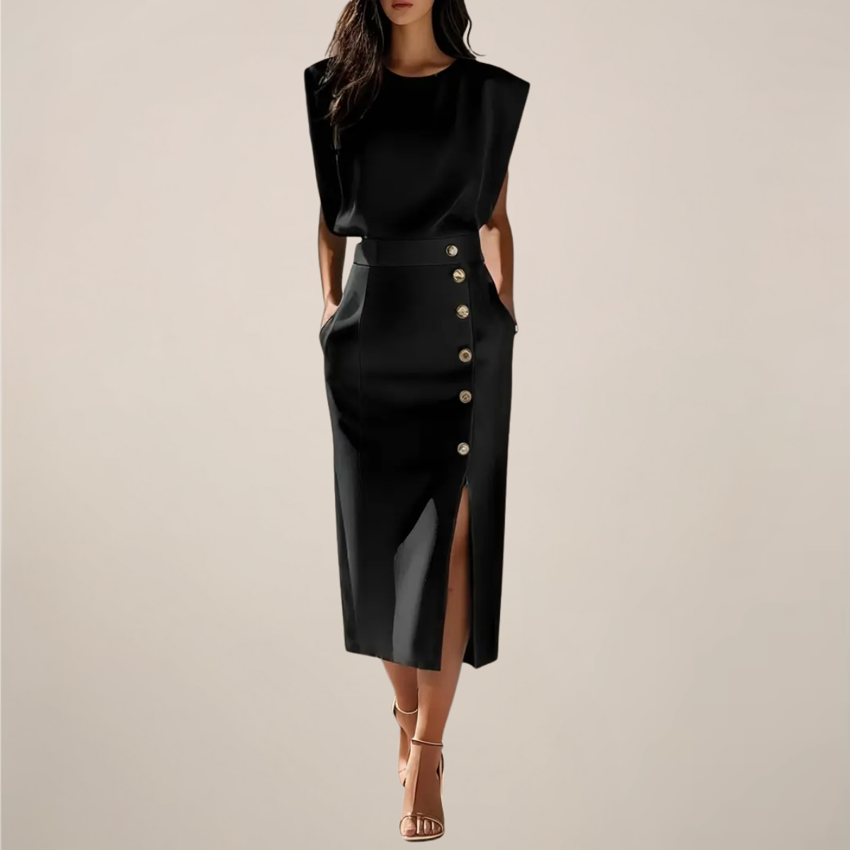 Women’s Sleeveless Midi Dress | Side Slit