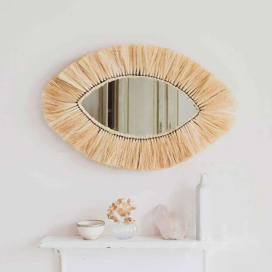 Moroccan Straw Eye Mirror