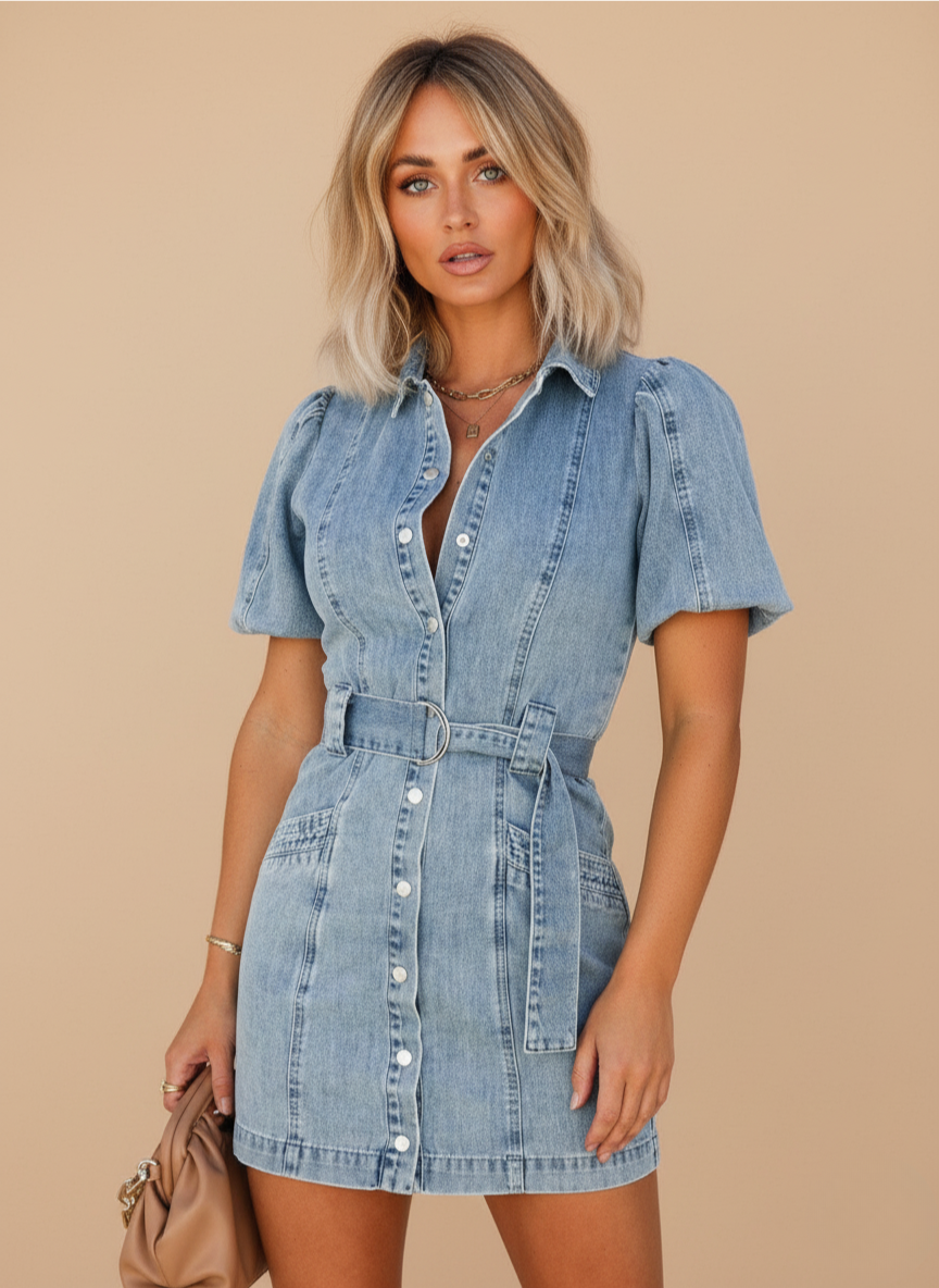 Women’s Belted Denim Mini Dress