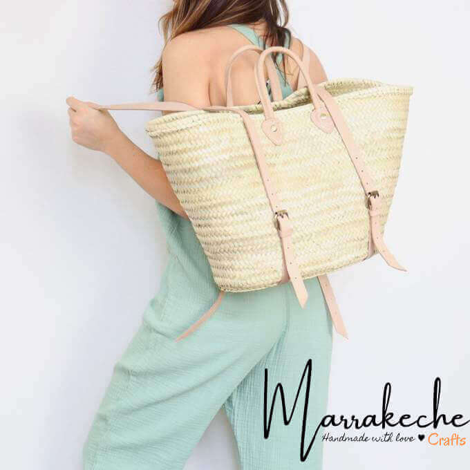 Convertible Straw Backpack with Leather Straps – Handwoven Beach Tote