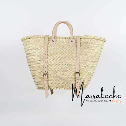 Convertible Straw Backpack with Leather Straps – Handwoven Beach Tote