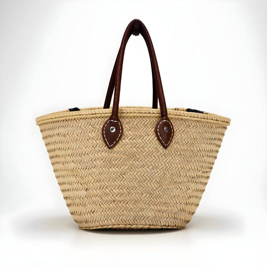 Natural Straw Tote Bag with Leather Handles – French Market Basket