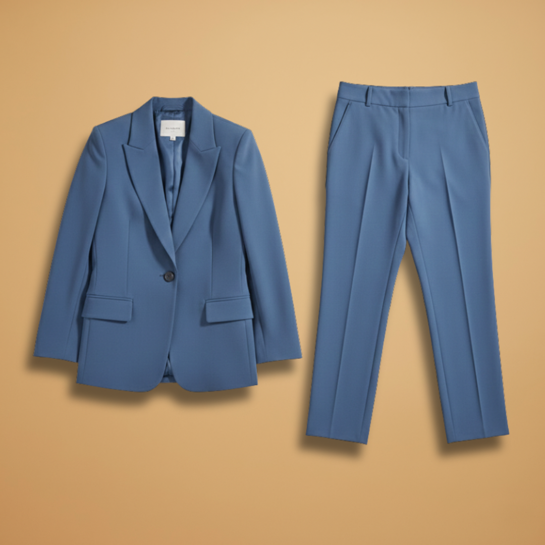 Women’s Blazer Suit with Notched Lapel and Button Fastening
