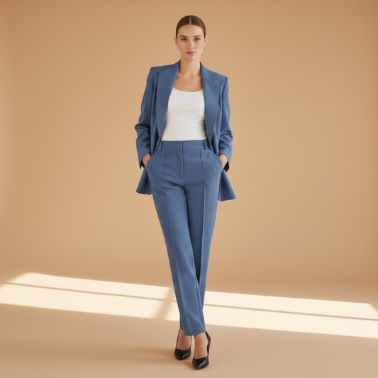 Women’s Blazer Suit with Notched Lapel and Button Fastening