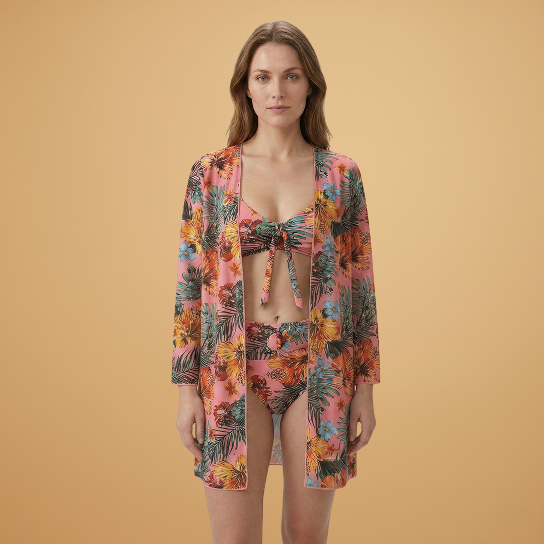 Women’s Bikini Set with Floral Print and Adjustable Straps