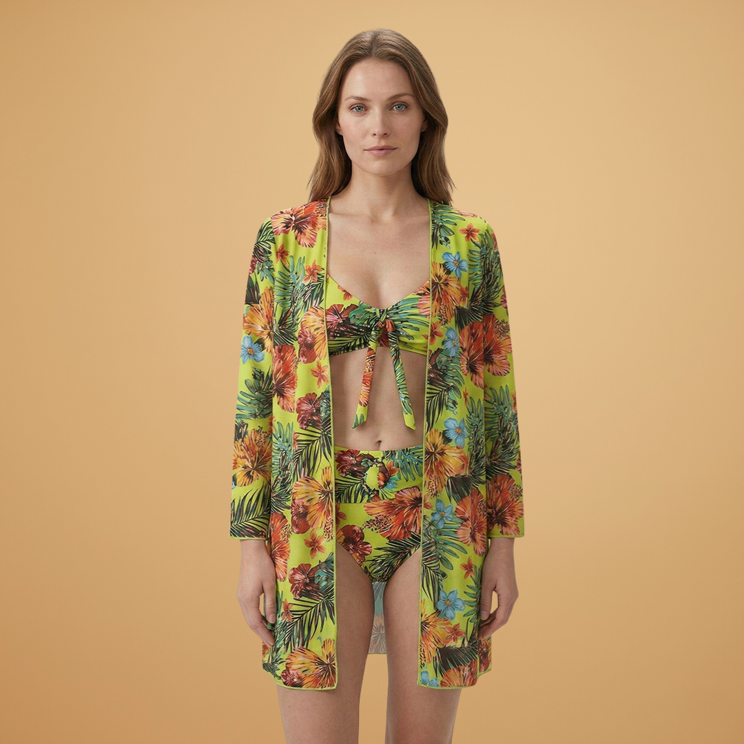Women’s Bikini Set with Floral Print and Adjustable Straps