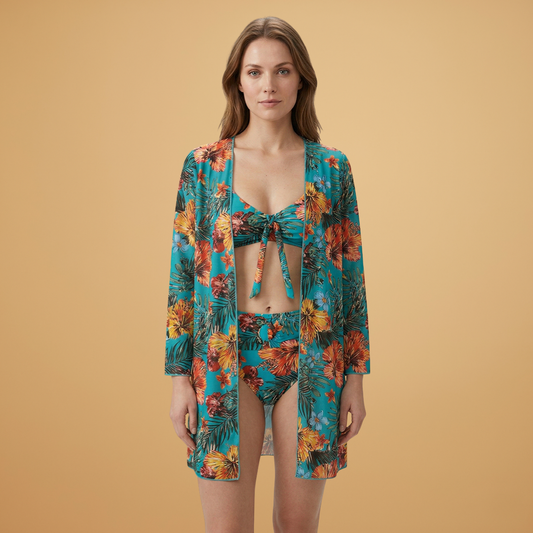 Women’s Bikini Set with Floral Print and Adjustable Straps