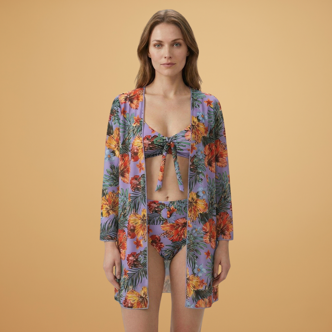 Women’s Bikini Set with Floral Print and Adjustable Straps