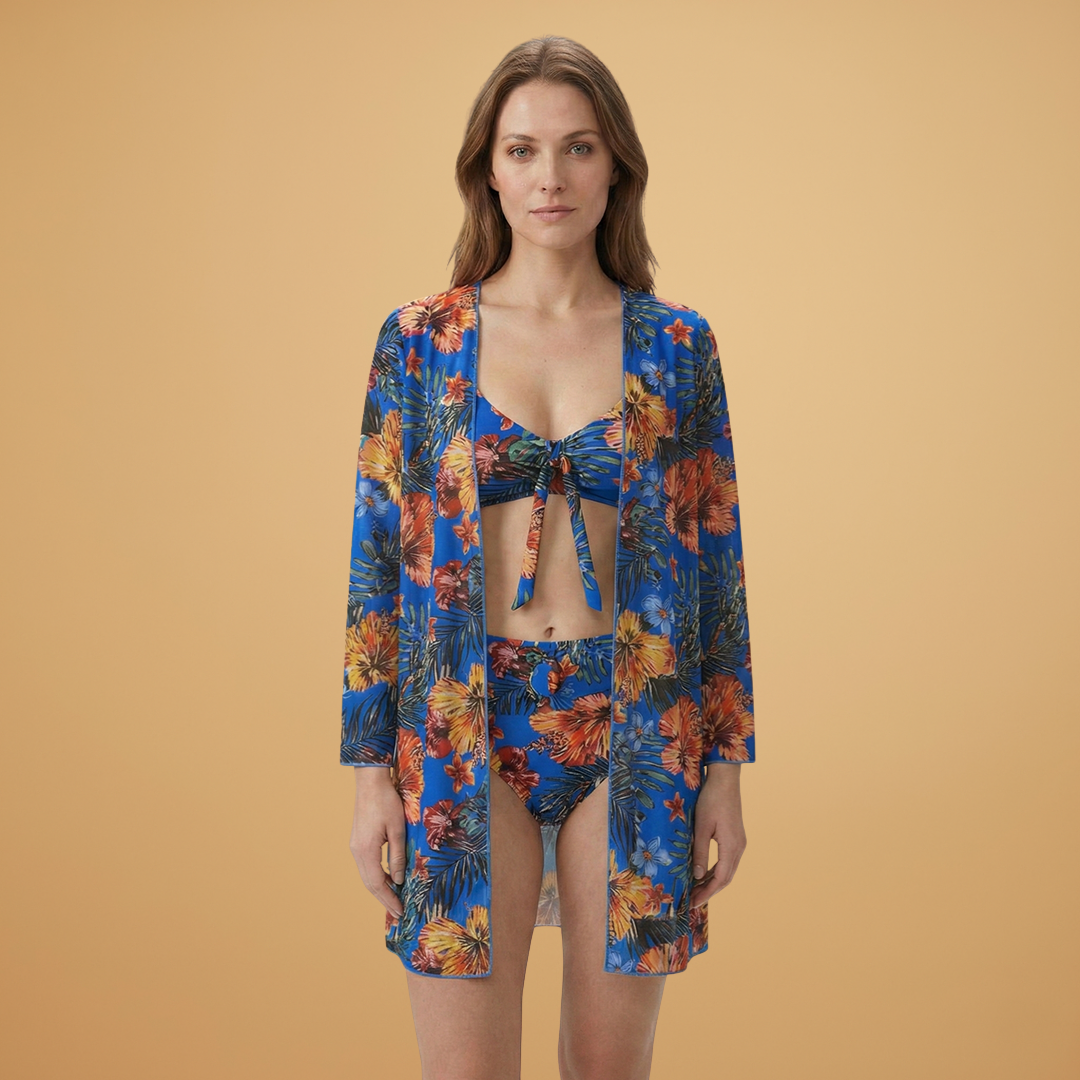 Women’s Bikini Set with Floral Print and Adjustable Straps