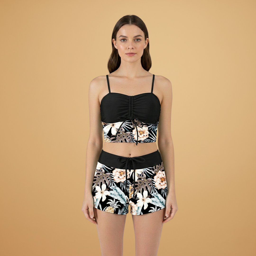 Women’s Bikini Set with Ruching and Adjustable Straps