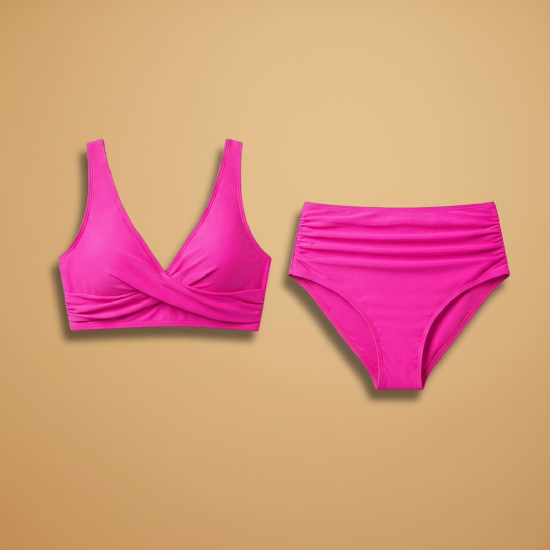 Women’s Bikini Set with Shaping Top and High-Waisted Shorts