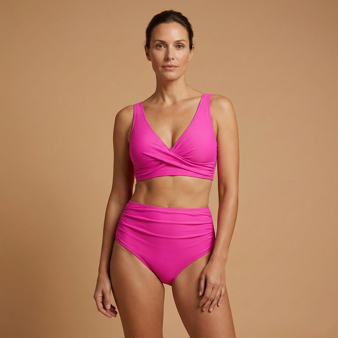 Women’s Bikini Set with Shaping Top and High-Waisted Shorts