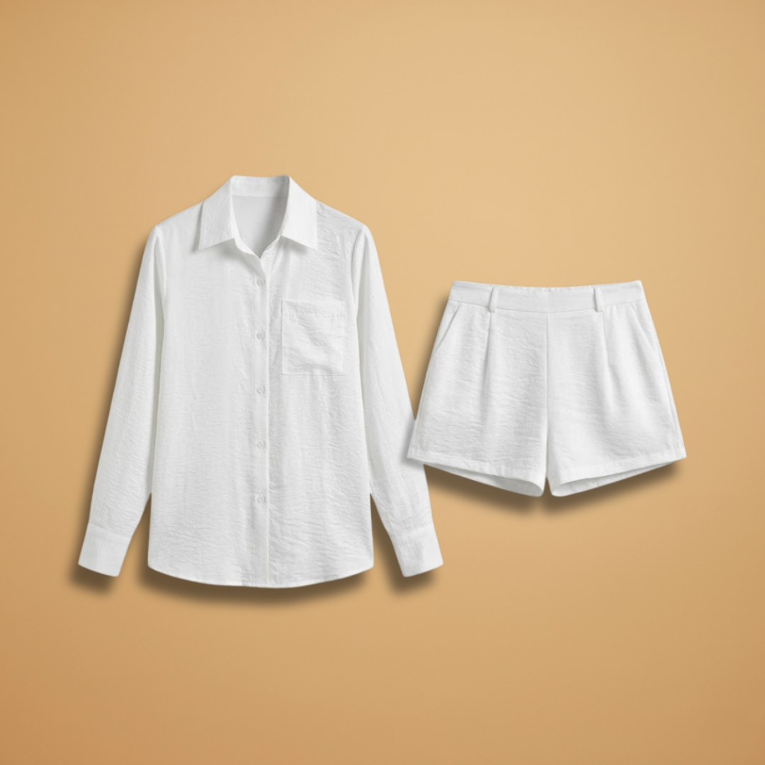 Women's Blazer and Shorts with Buttons and Pockets