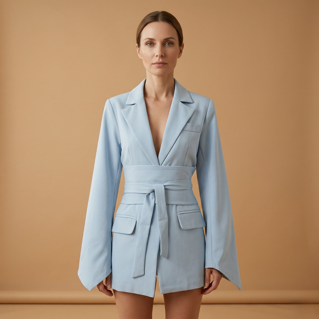 Women’s Blazer with Belt and Notched Lapels