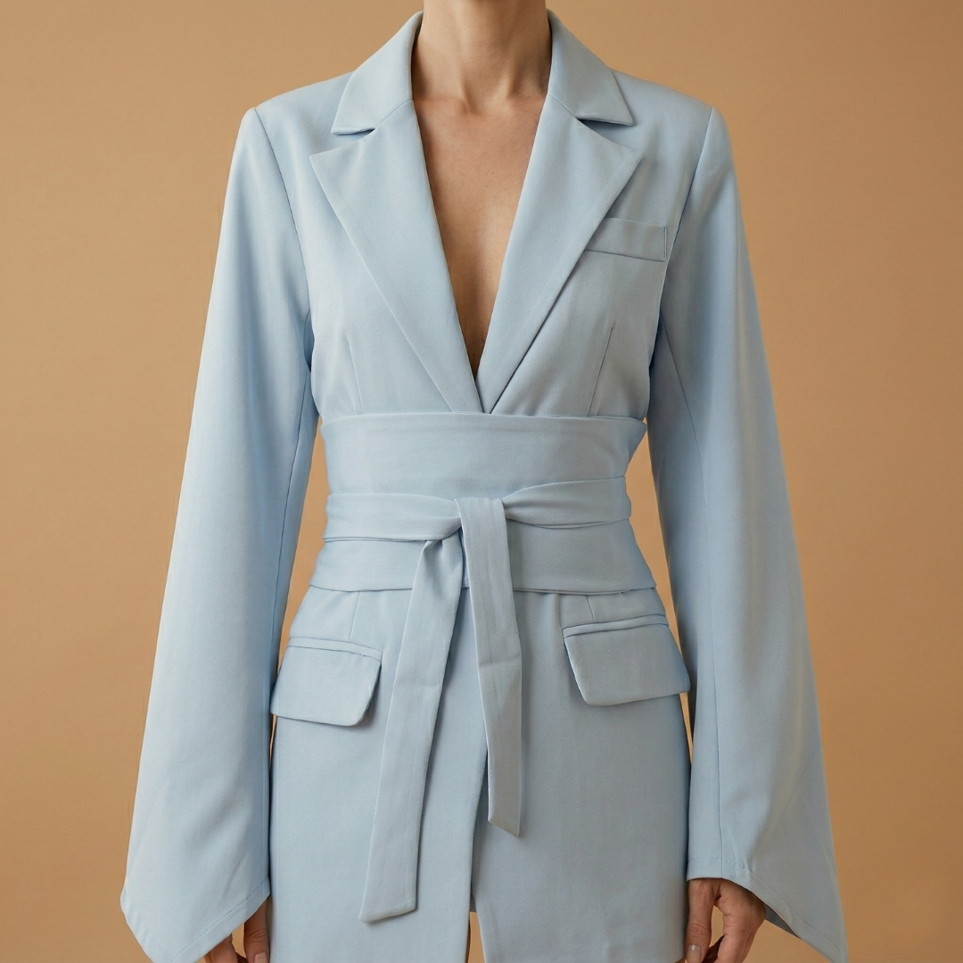 Women’s Blazer with Belt and Notched Lapels