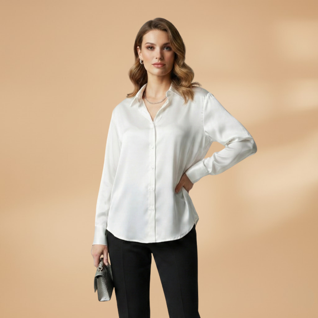 Women’s Blouse with Button Fastening and Long Sleeves