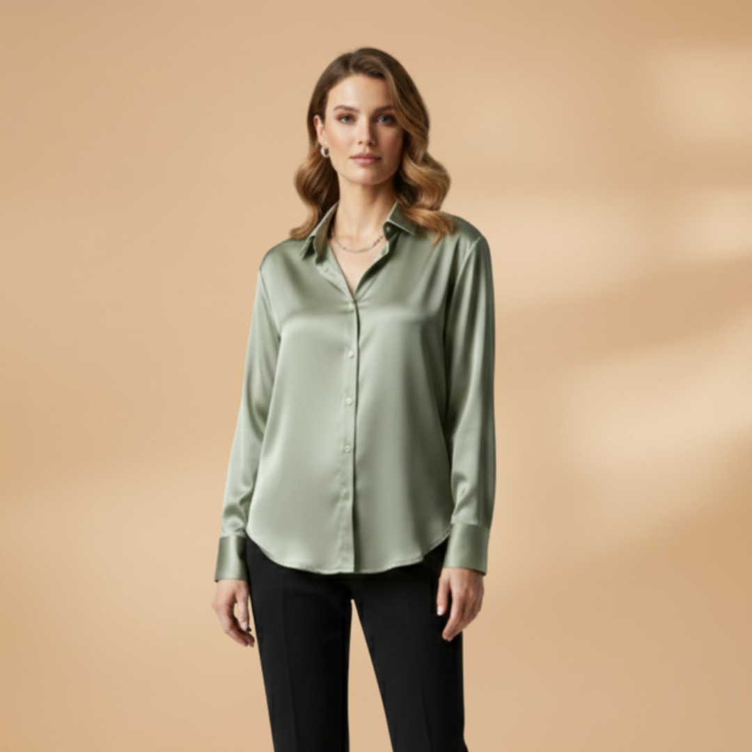 Women’s Blouse with Button Fastening and Long Sleeves