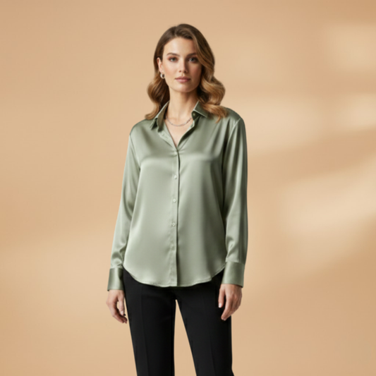 Women’s Blouse with Button Fastening and Long Sleeves