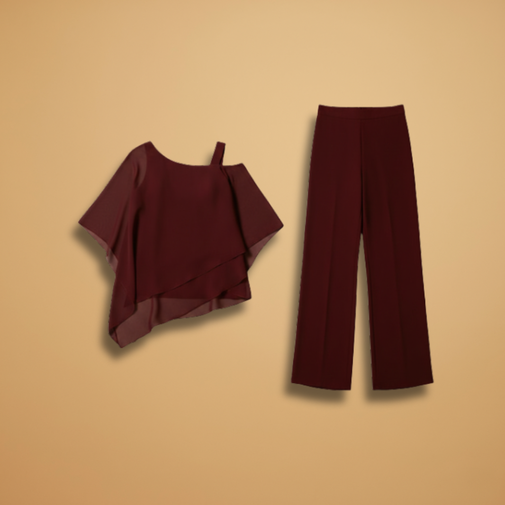Women's Chiffon Set with Loose Fit and Asymmetrical Design