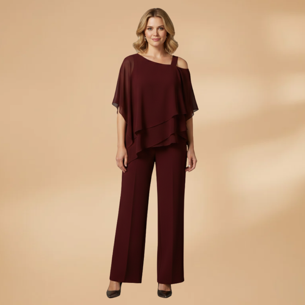 Women's Chiffon Set with Loose Fit and Asymmetrical Design