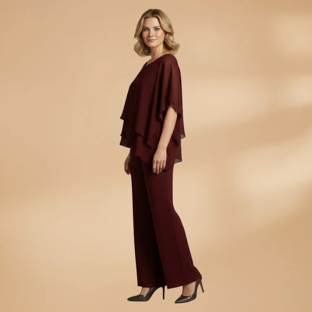 Women's Chiffon Set with Loose Fit and Asymmetrical Design