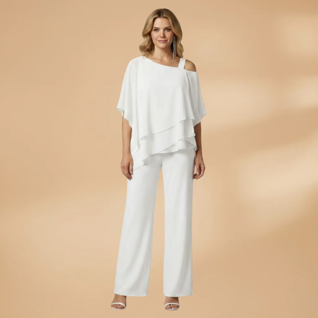 Women's Chiffon Set with Loose Fit and Asymmetrical Design