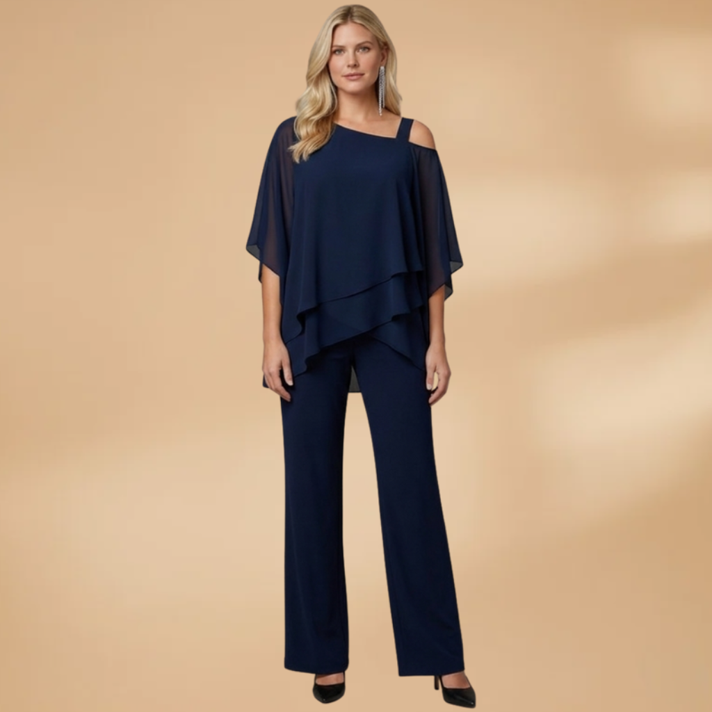 Women's Chiffon Set with Loose Fit and Asymmetrical Design
