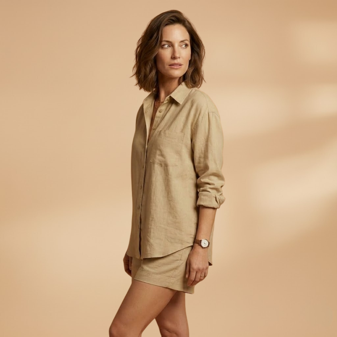 Women’s Co‑ord Set with Oversized Shirt and Shorts
