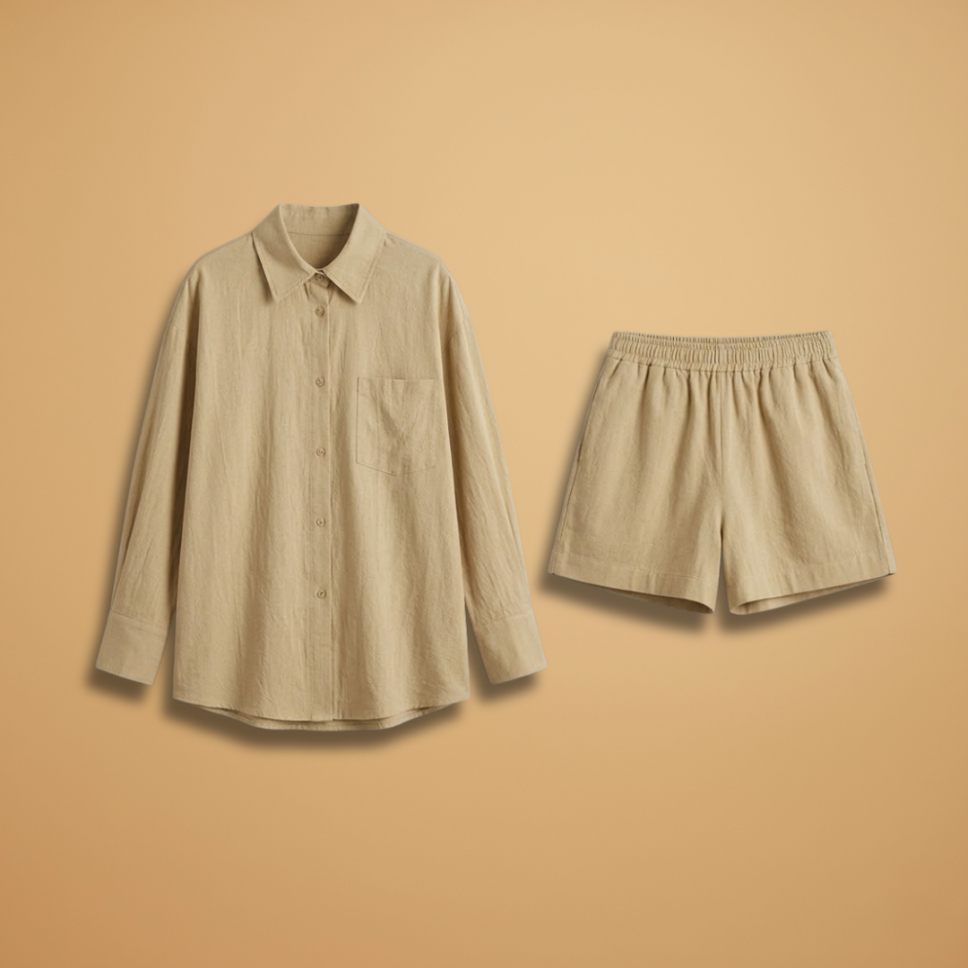 Women’s Co‑ord Set with Oversized Shirt and Shorts