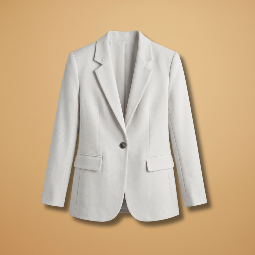Women's Everyday Blazer with Single-Button Closure and Flap Pockets