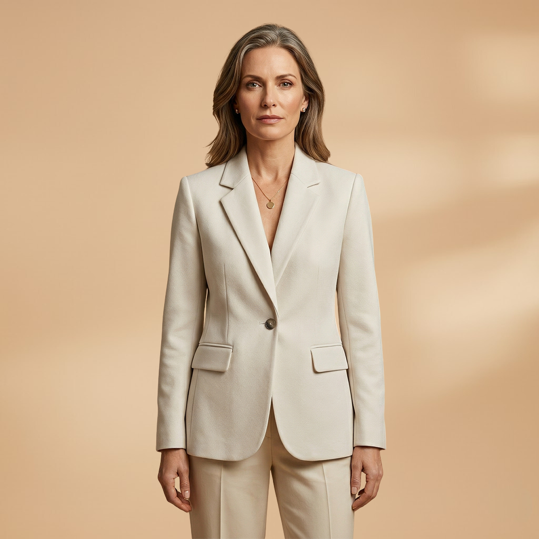 Women's Everyday Blazer with Single-Button Closure and Flap Pockets