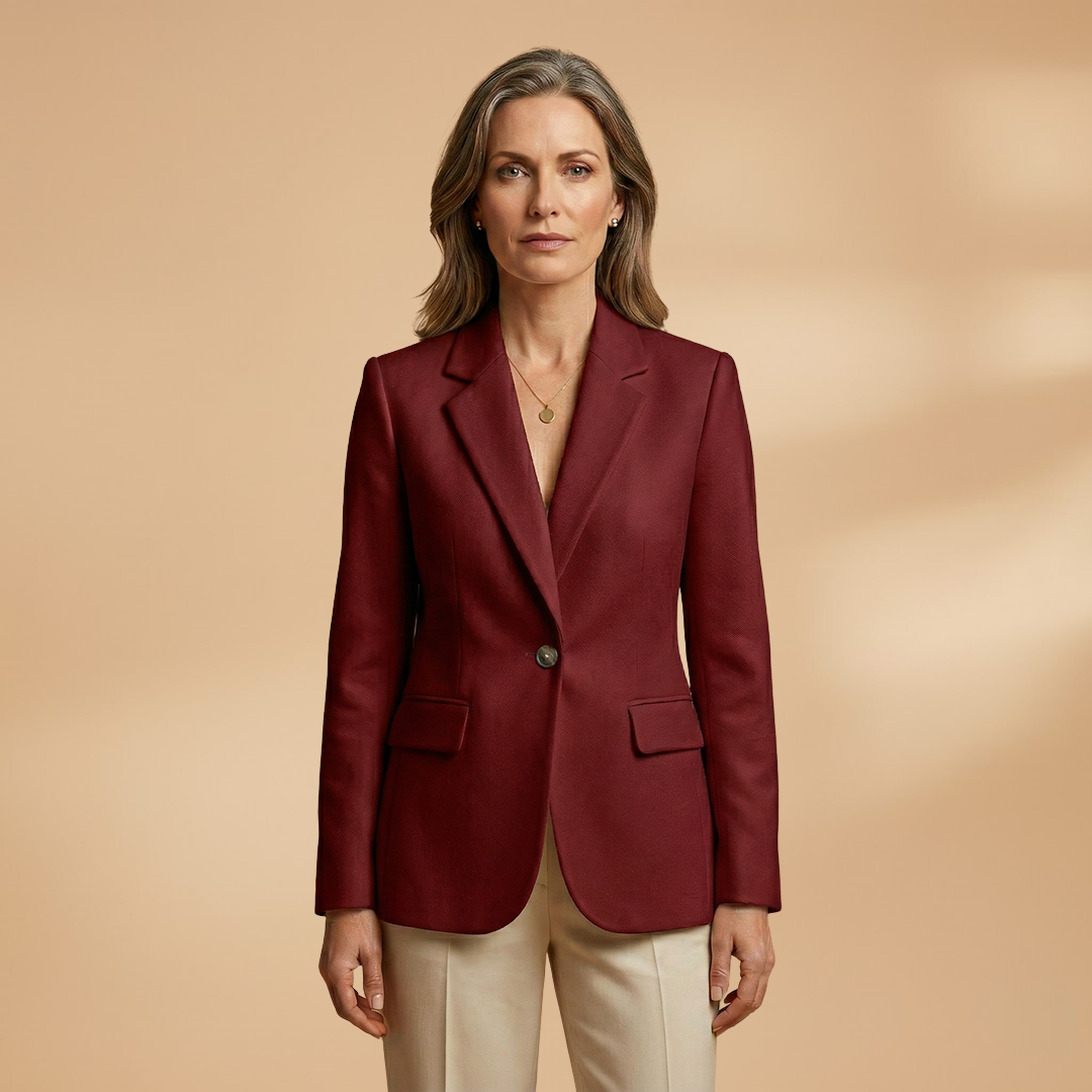 Women's Everyday Blazer with Single-Button Closure and Flap Pockets