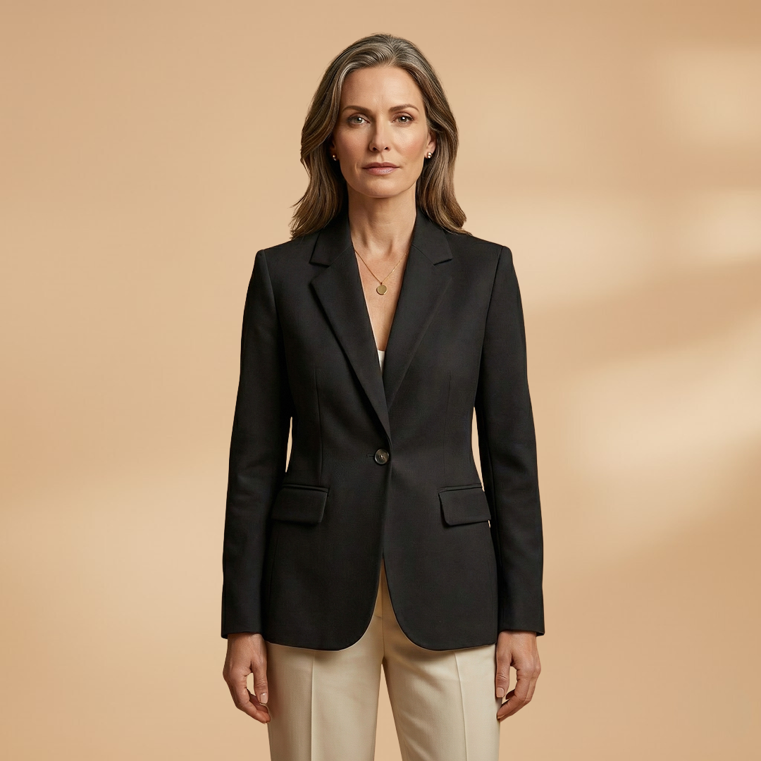 Women's Everyday Blazer with Single-Button Closure and Flap Pockets
