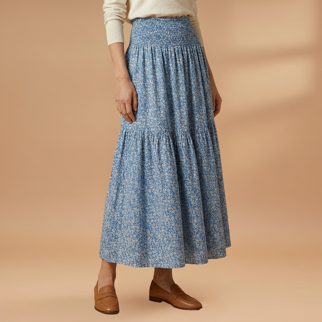 Women's Floral Skirt with Flowing Fabric and Flattering Silhouette