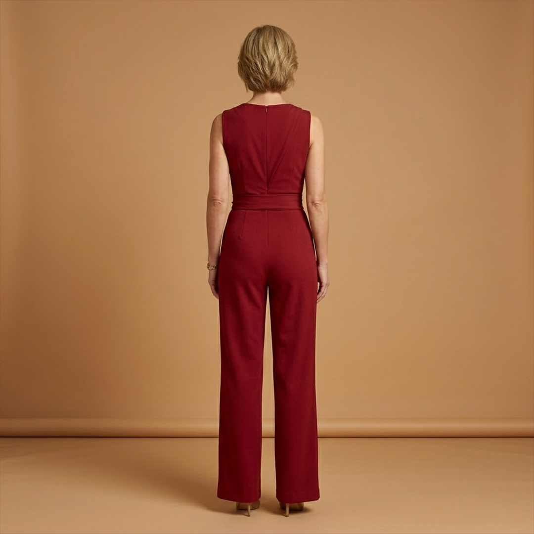 Women's Jumpsuit with Asymmetrical Shoulder and Wide Legs