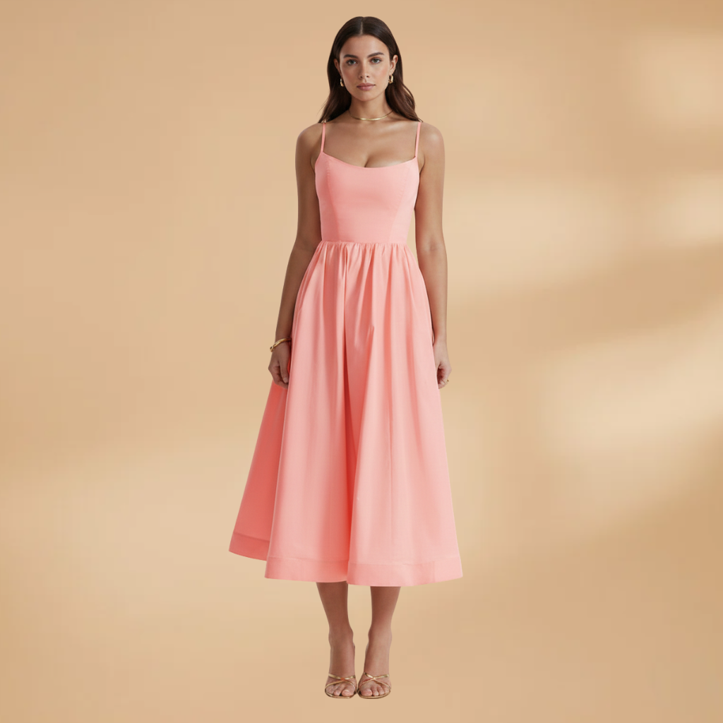 Women's Knee-Length Dress with Short Sleeves