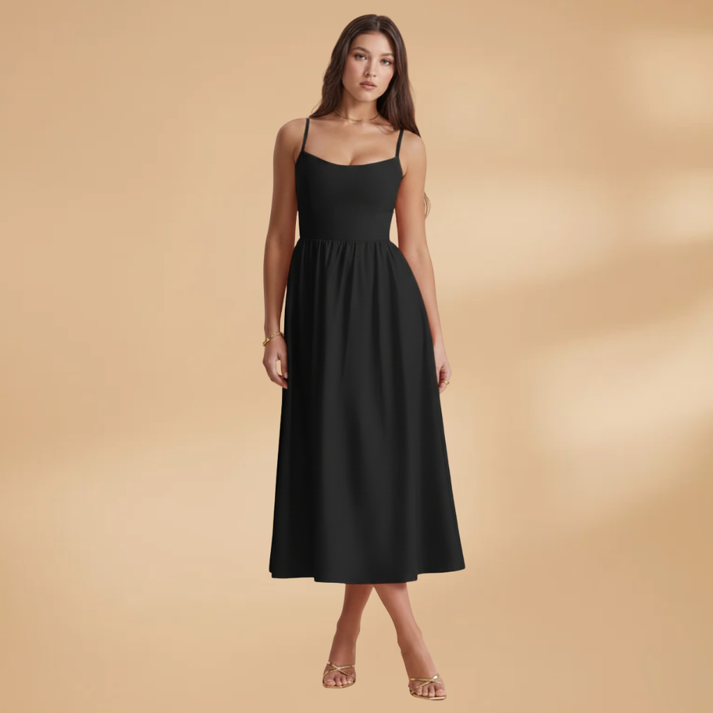 Women's Knee-Length Dress with Short Sleeves