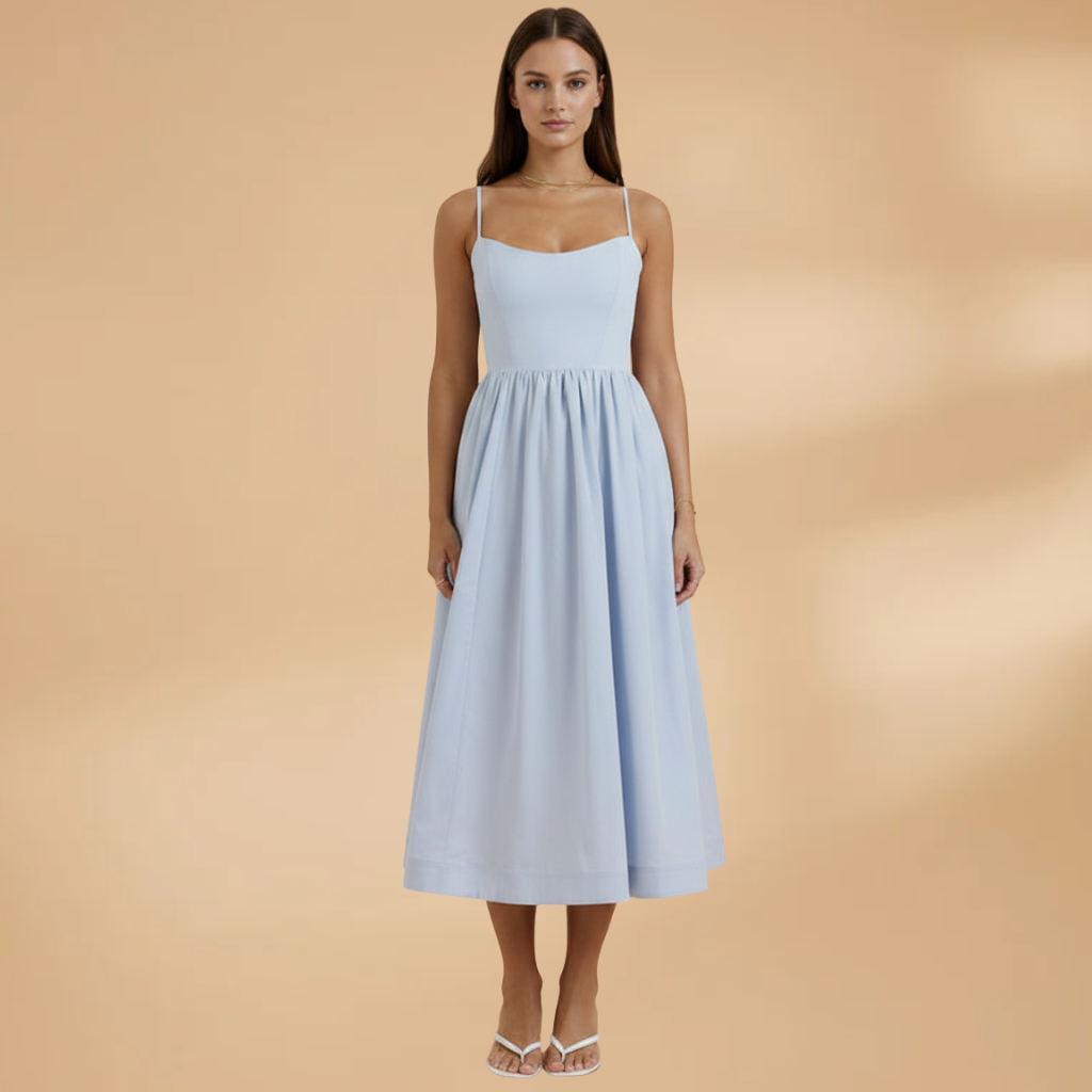 Women's Knee-Length Dress with Short Sleeves