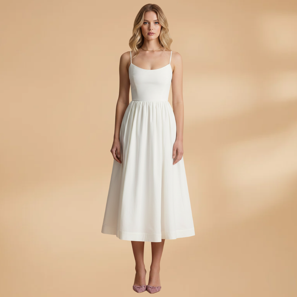 Women's Knee-Length Dress with Short Sleeves